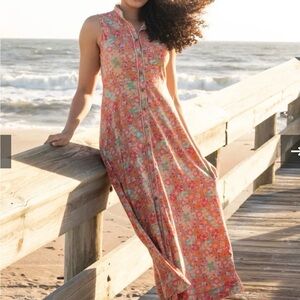 Natural Life Lauren Sleeveless Maxi Dress - Pink Red Floral - M